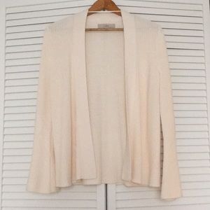 LOFT NWOT cream, bell-sleeved cardigan